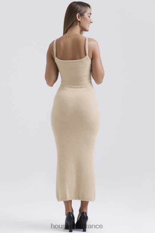 House of CB robe longue en tricot doux et moelleux fayette beige N888H115 vêtements