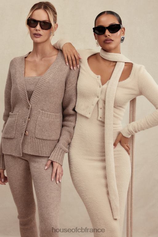 House of CB robe longue en tricot doux et moelleux fayette beige N888H115 vêtements