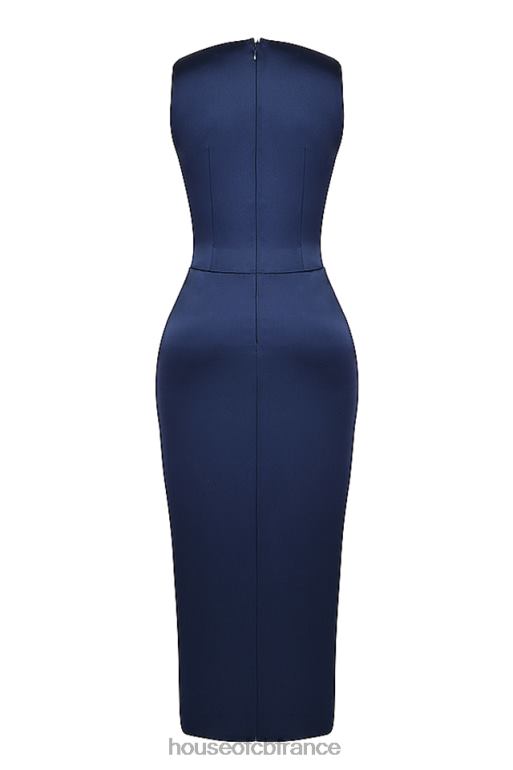 House of CB robe longue fendue sur la cuisse bleu marine Roxanne N888H276 vêtements
