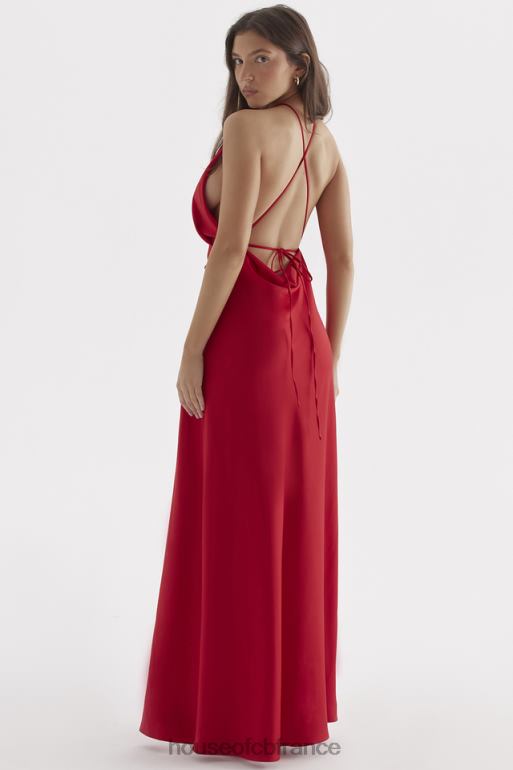 House of CB robe longue fendue sur la cuisse rose rouge zanab N888H290 vêtements