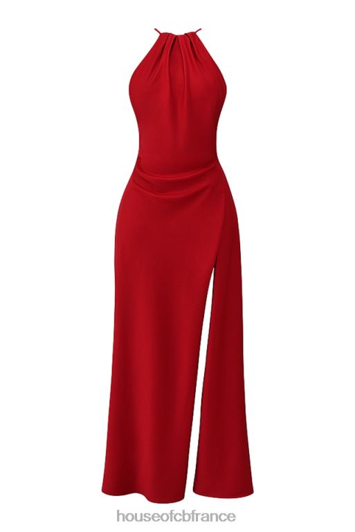House of CB robe longue fendue sur la cuisse rose rouge zanab N888H290 vêtements