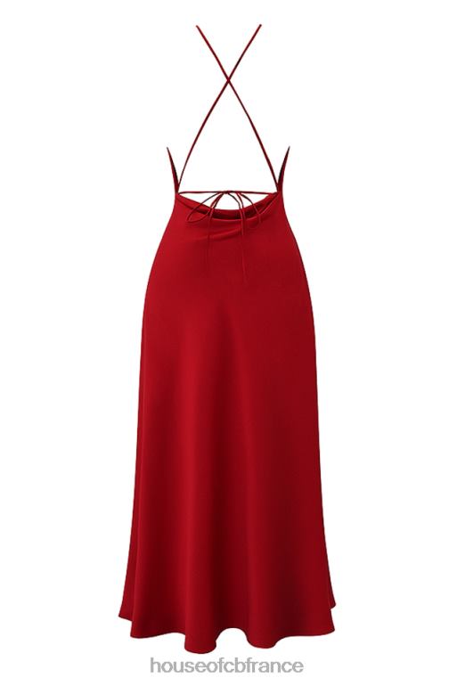 House of CB robe longue fendue sur la cuisse rose rouge zanab N888H290 vêtements