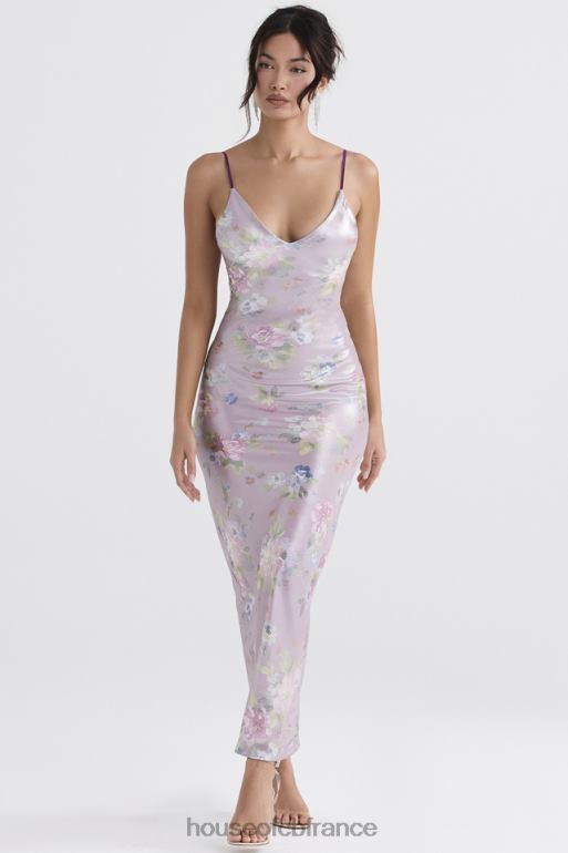 House of CB robe longue à fleurs mauve aria N888H328 vêtements