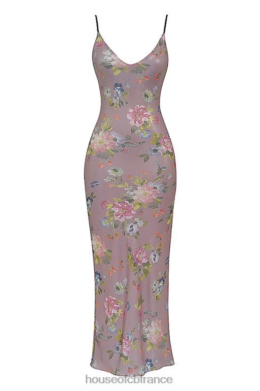 House of CB robe longue à fleurs mauve aria N888H328 vêtements