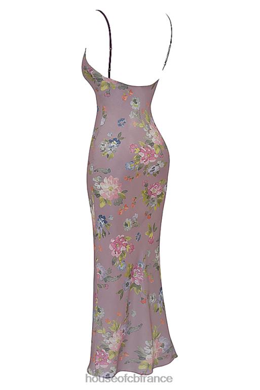 House of CB robe longue à fleurs mauve aria N888H328 vêtements