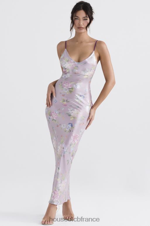 House of CB robe longue à fleurs mauve aria N888H328 vêtements