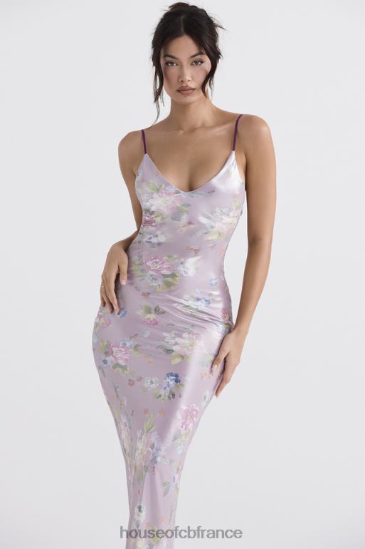 House of CB robe longue à fleurs mauve aria N888H328 vêtements