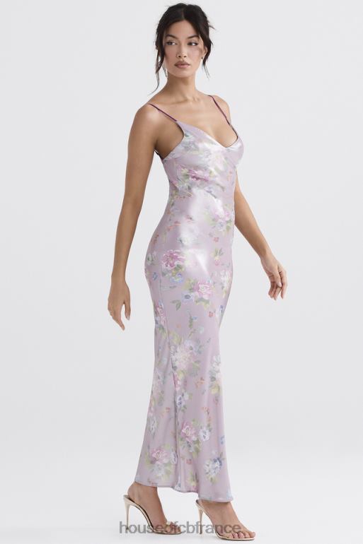 House of CB robe longue à fleurs mauve aria N888H328 vêtements