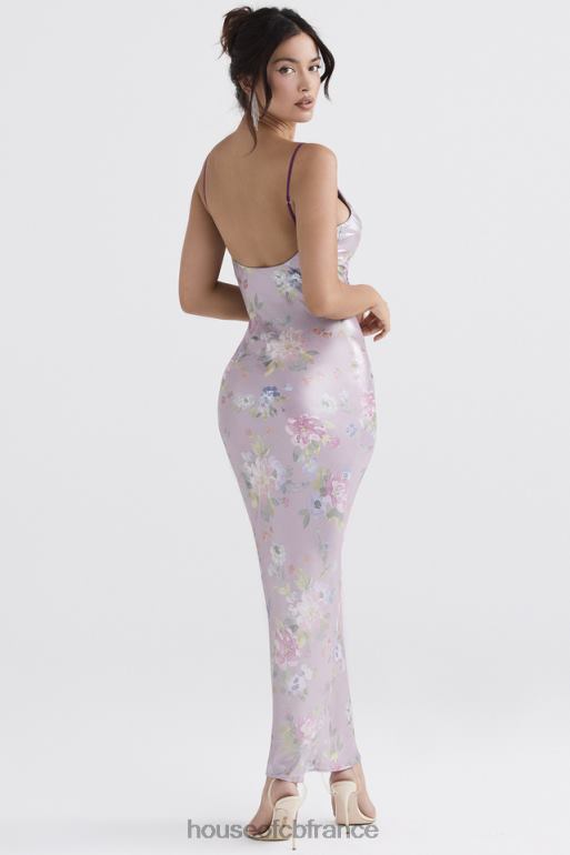 House of CB robe longue à fleurs mauve aria N888H328 vêtements