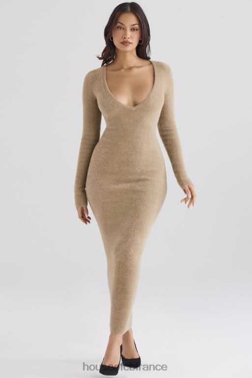 House of CB robe longue floue camel Lucille N888H312 vêtements