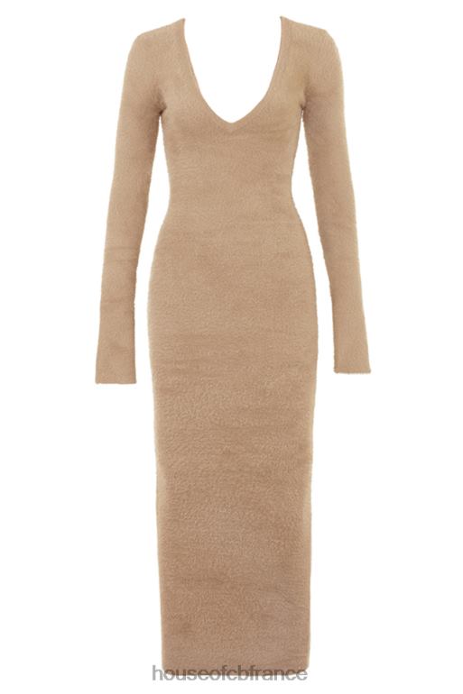 House of CB robe longue floue camel Lucille N888H312 vêtements