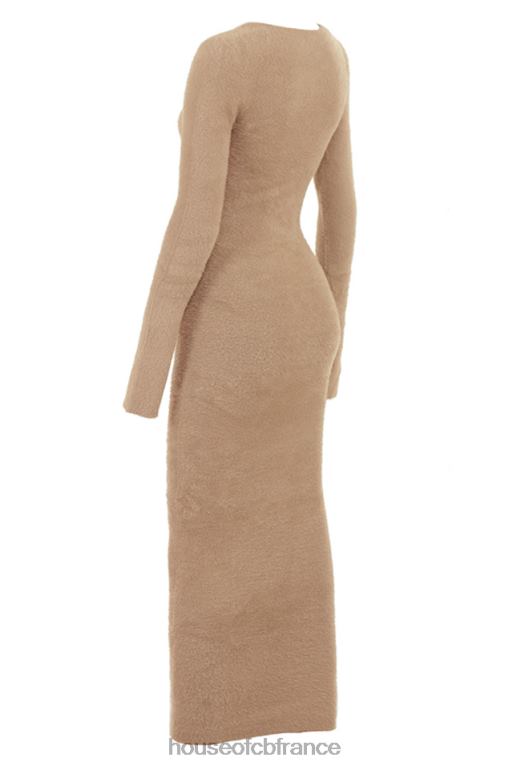 House of CB robe longue floue camel Lucille N888H312 vêtements