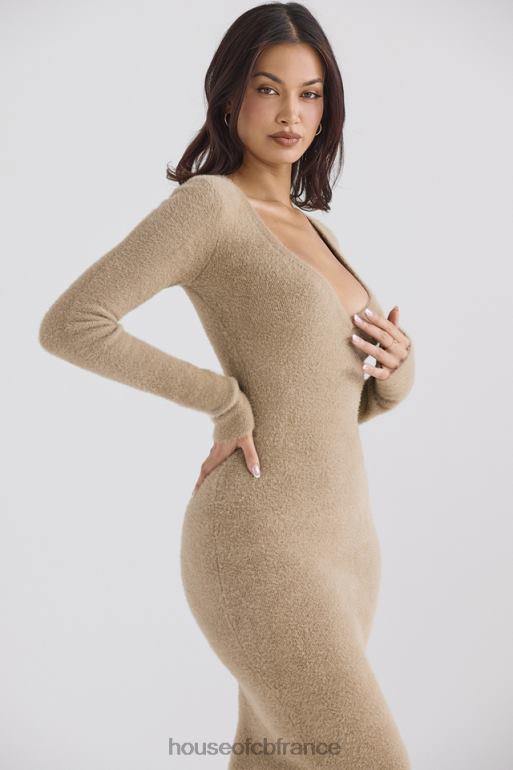 House of CB robe longue floue camel Lucille N888H312 vêtements