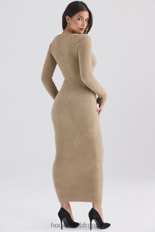 House of CB robe longue floue camel Lucille N888H312 vêtements