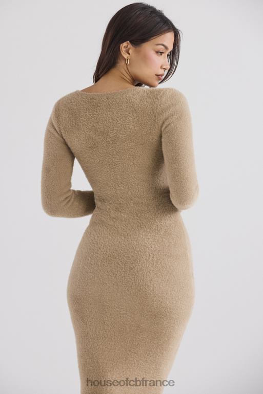 House of CB robe longue floue camel Lucille N888H312 vêtements