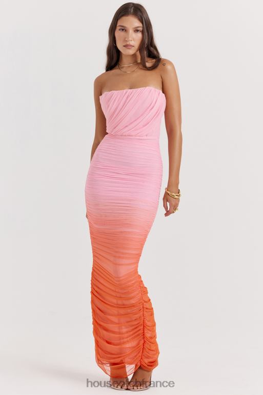 House of CB robe longue froncée ombre saphir N888H179 vêtements
