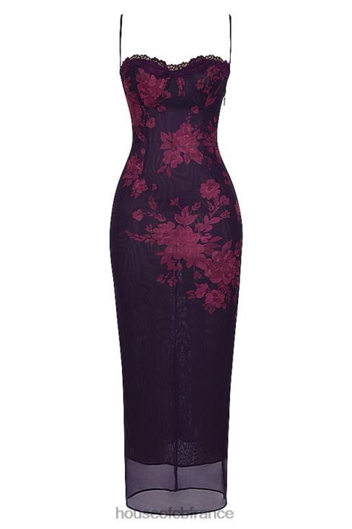 House of CB robe longue à imprimé fleuri et raisin aiza N888H329 vêtements