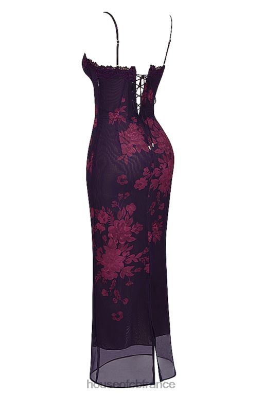 House of CB robe longue à imprimé fleuri et raisin aiza N888H329 vêtements