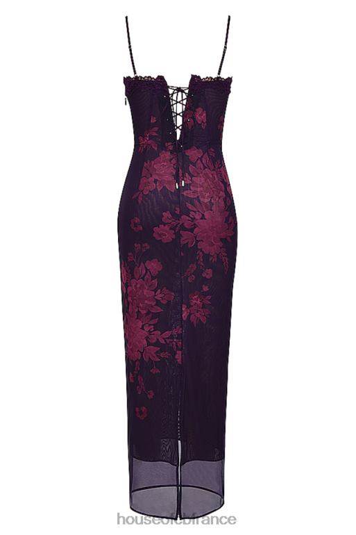House of CB robe longue à imprimé fleuri et raisin aiza N888H329 vêtements