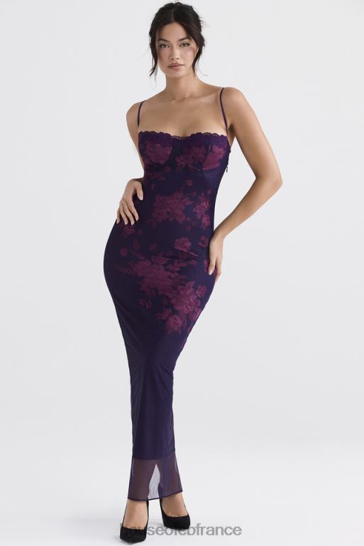House of CB robe longue à imprimé fleuri et raisin aiza N888H329 vêtements