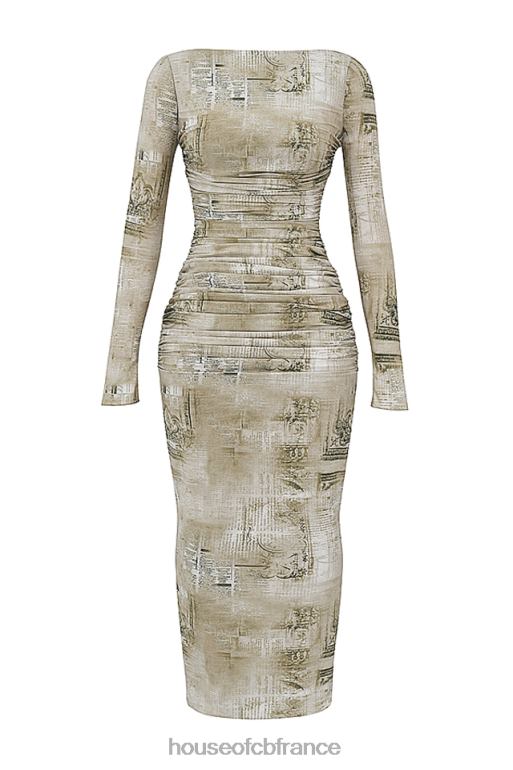 House of CB robe longue à imprimé sauge pâle Lanetta N888H152 vêtements