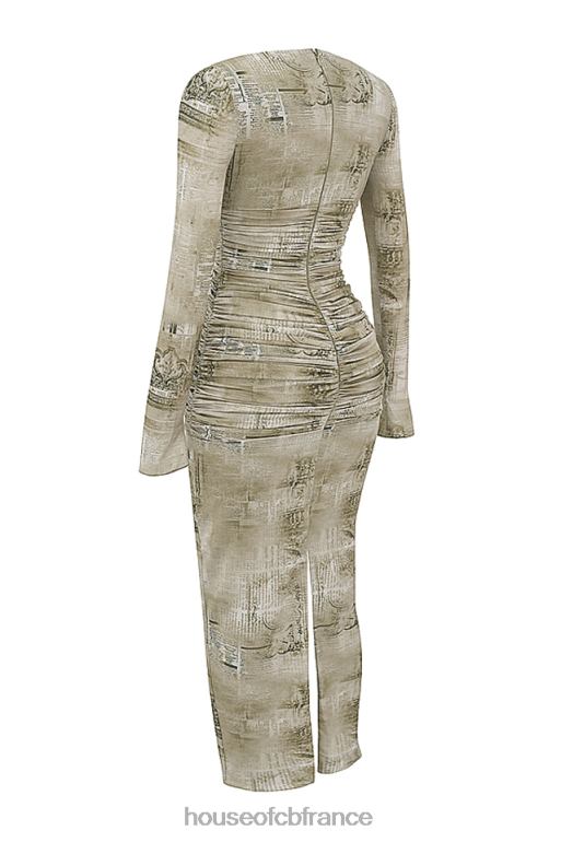 House of CB robe longue à imprimé sauge pâle Lanetta N888H152 vêtements