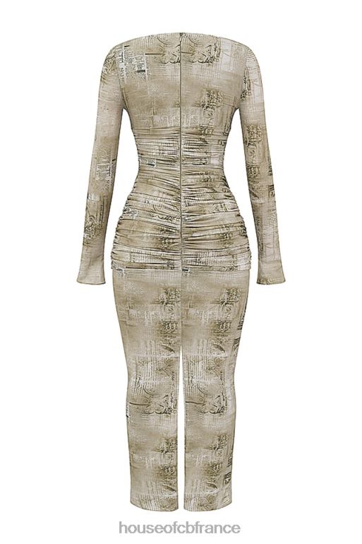 House of CB robe longue à imprimé sauge pâle Lanetta N888H152 vêtements