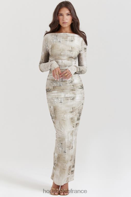 House of CB robe longue à imprimé sauge pâle Lanetta N888H152 vêtements
