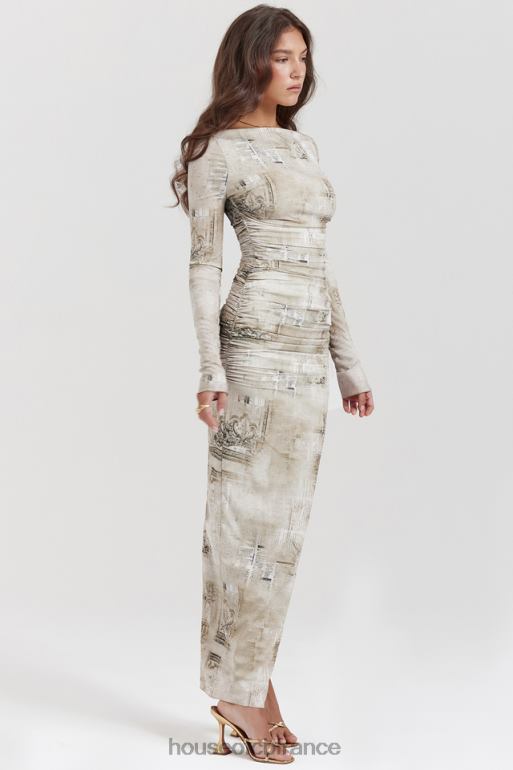 House of CB robe longue à imprimé sauge pâle Lanetta N888H152 vêtements