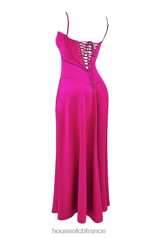 House of CB robe longue à lacets fuchsia anabella N888H199 vêtements