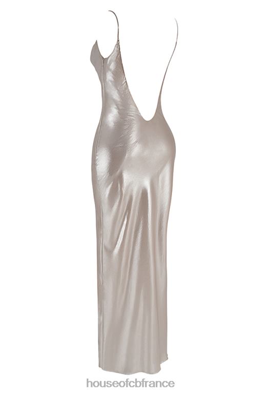 House of CB robe longue leia champagne scintillante à dos nu N888H375 vêtements