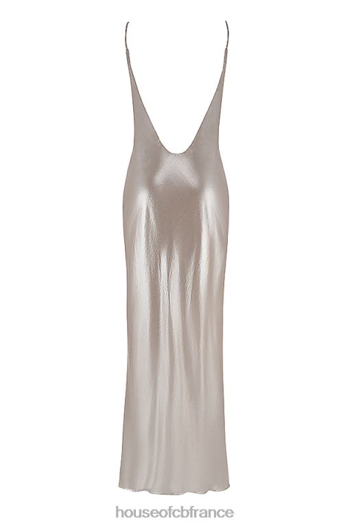 House of CB robe longue leia champagne scintillante à dos nu N888H375 vêtements
