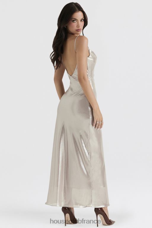 House of CB robe longue leia champagne scintillante à dos nu N888H375 vêtements