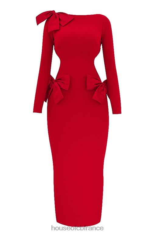 House of CB robe longue à nœud rouge lavele N888H110 vêtements