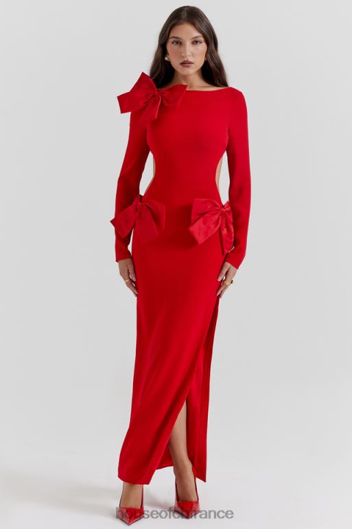 House of CB robe longue à nœud rouge lavele N888H110 vêtements