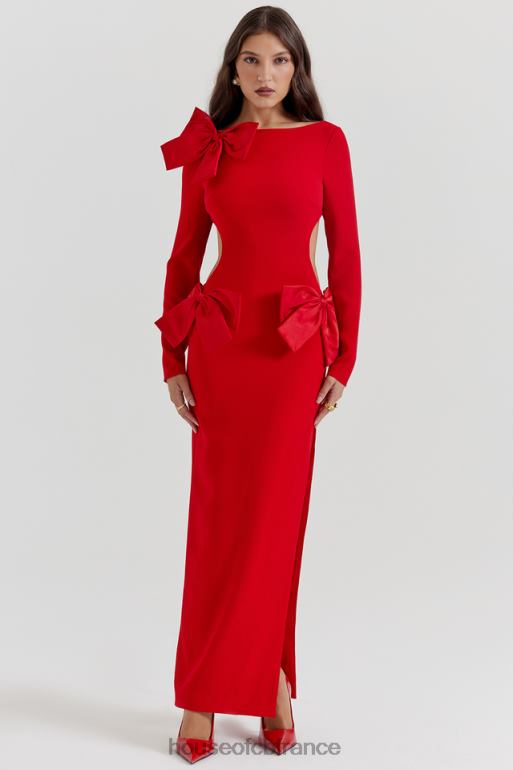 House of CB robe longue à nœud rouge lavele N888H110 vêtements