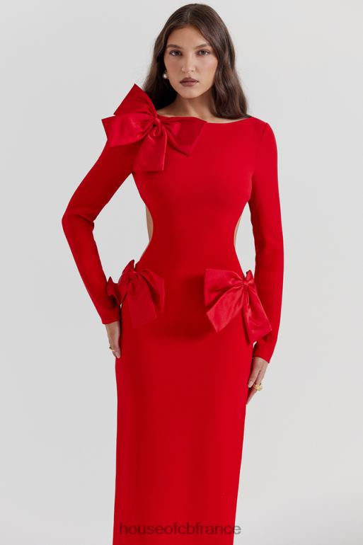 House of CB robe longue à nœud rouge lavele N888H110 vêtements