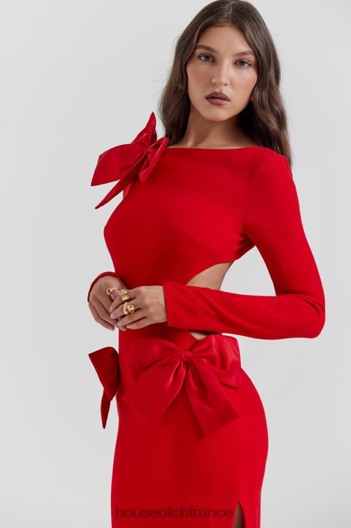 House of CB robe longue à nœud rouge lavele N888H110 vêtements