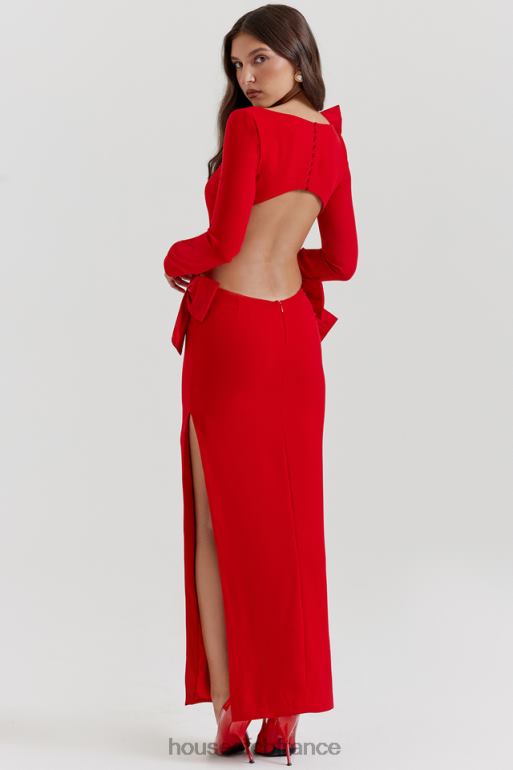House of CB robe longue à nœud rouge lavele N888H110 vêtements