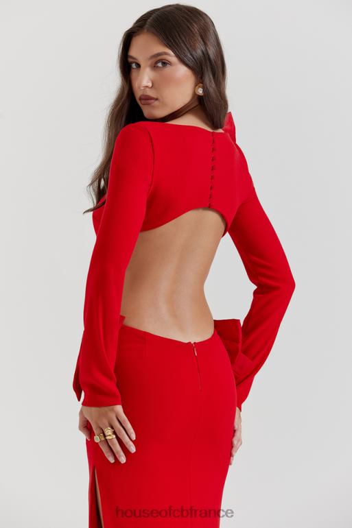 House of CB robe longue à nœud rouge lavele N888H110 vêtements
