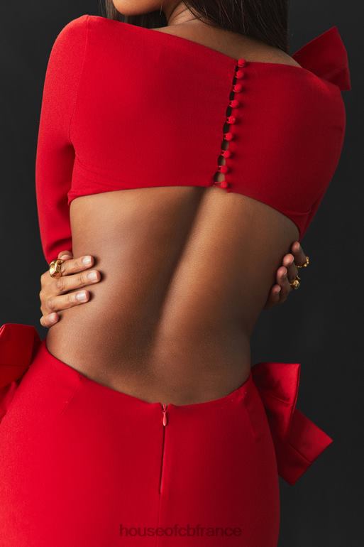 House of CB robe longue à nœud rouge lavele N888H110 vêtements