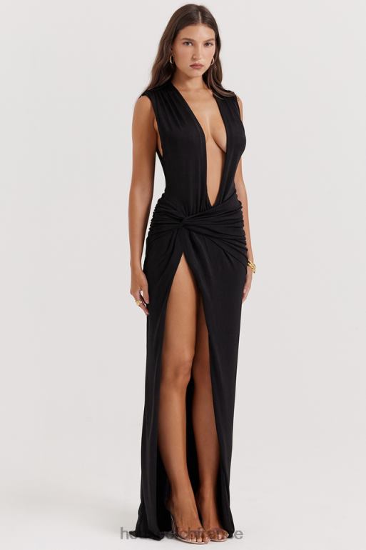House of CB robe longue noire à décolleté larelle N888H194 vêtements