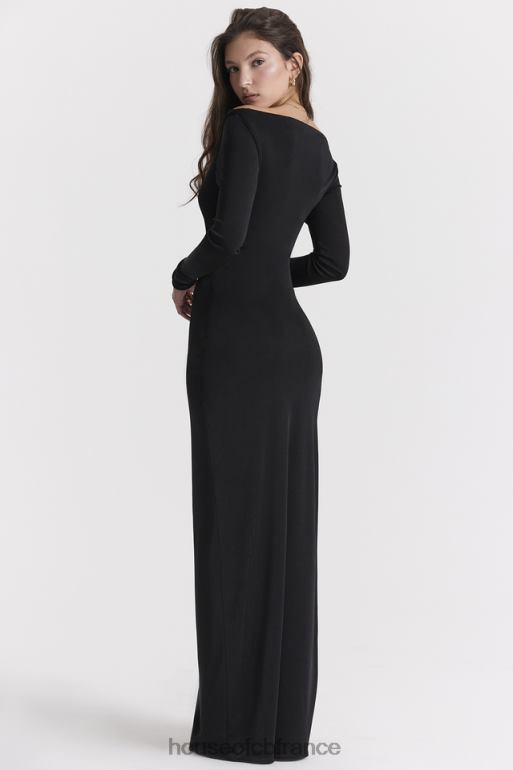 House of CB robe longue noire à découpes marella N888H281 vêtements