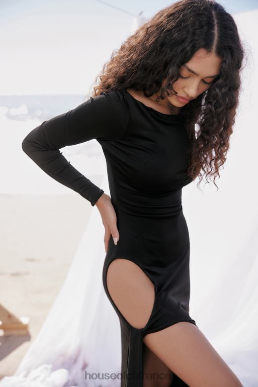 House of CB robe longue noire à découpes marella N888H281 vêtements