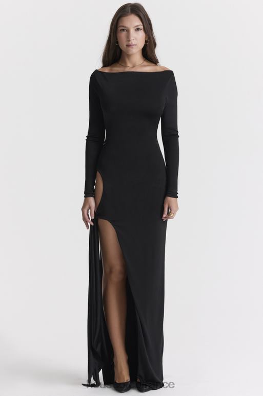House of CB robe longue noire à découpes marella N888H281 vêtements