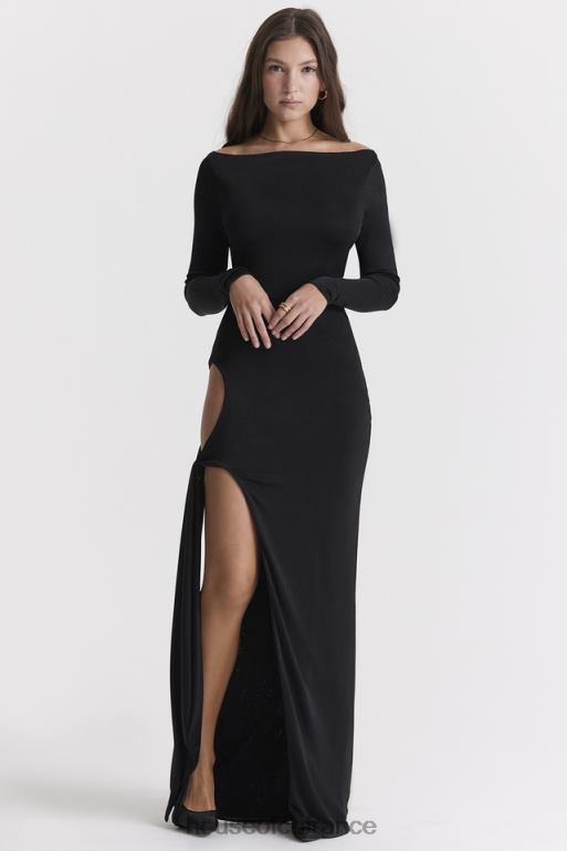 House of CB robe longue noire à découpes marella N888H281 vêtements