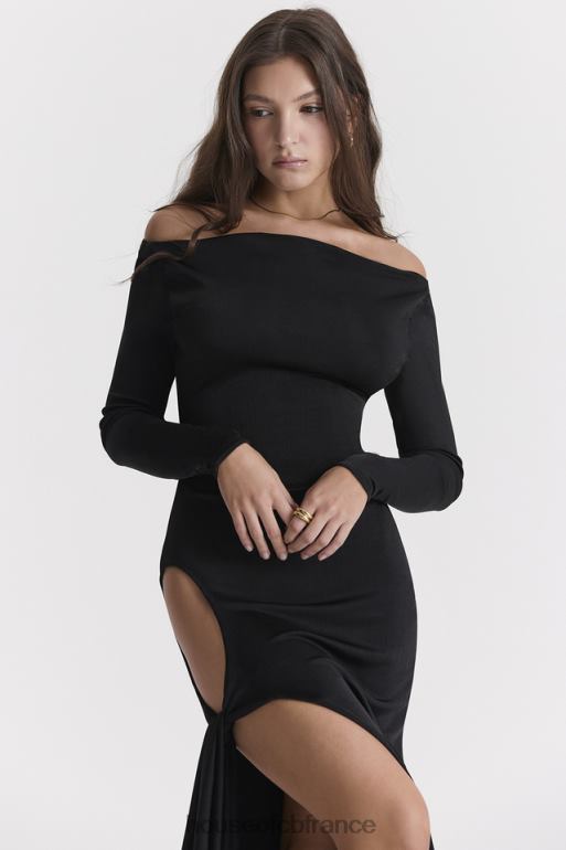House of CB robe longue noire à découpes marella N888H281 vêtements