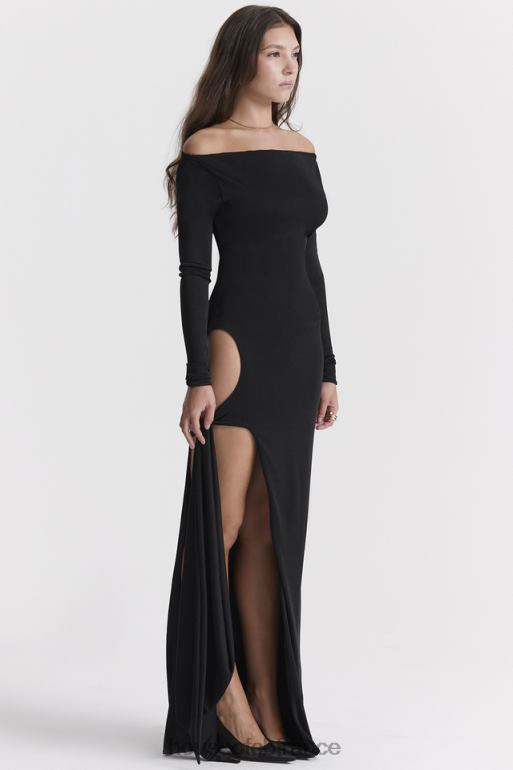 House of CB robe longue noire à découpes marella N888H281 vêtements