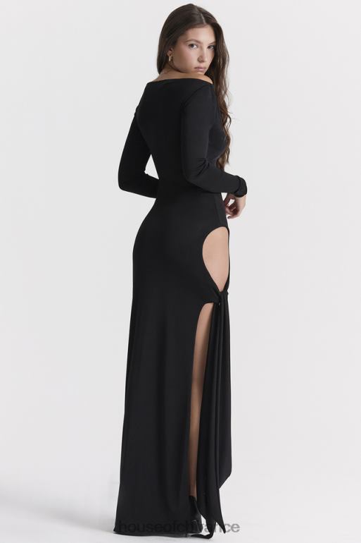 House of CB robe longue noire à découpes marella N888H281 vêtements