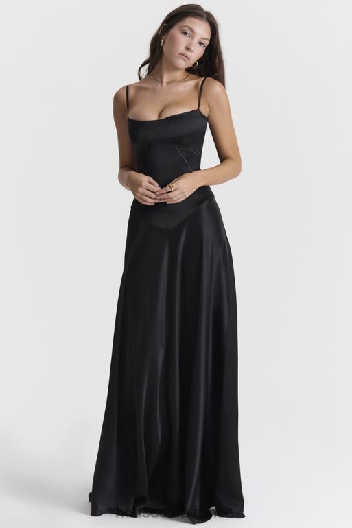 House of CB robe longue noire à lacets anabella N888H273 vêtements
